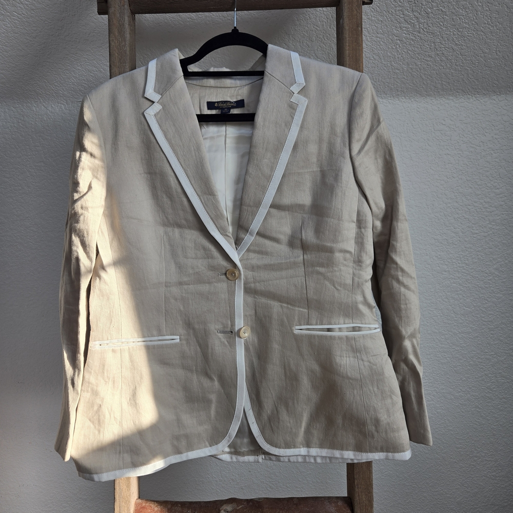 Brooks Brothers Tan Linen Blazer with Cream Lining